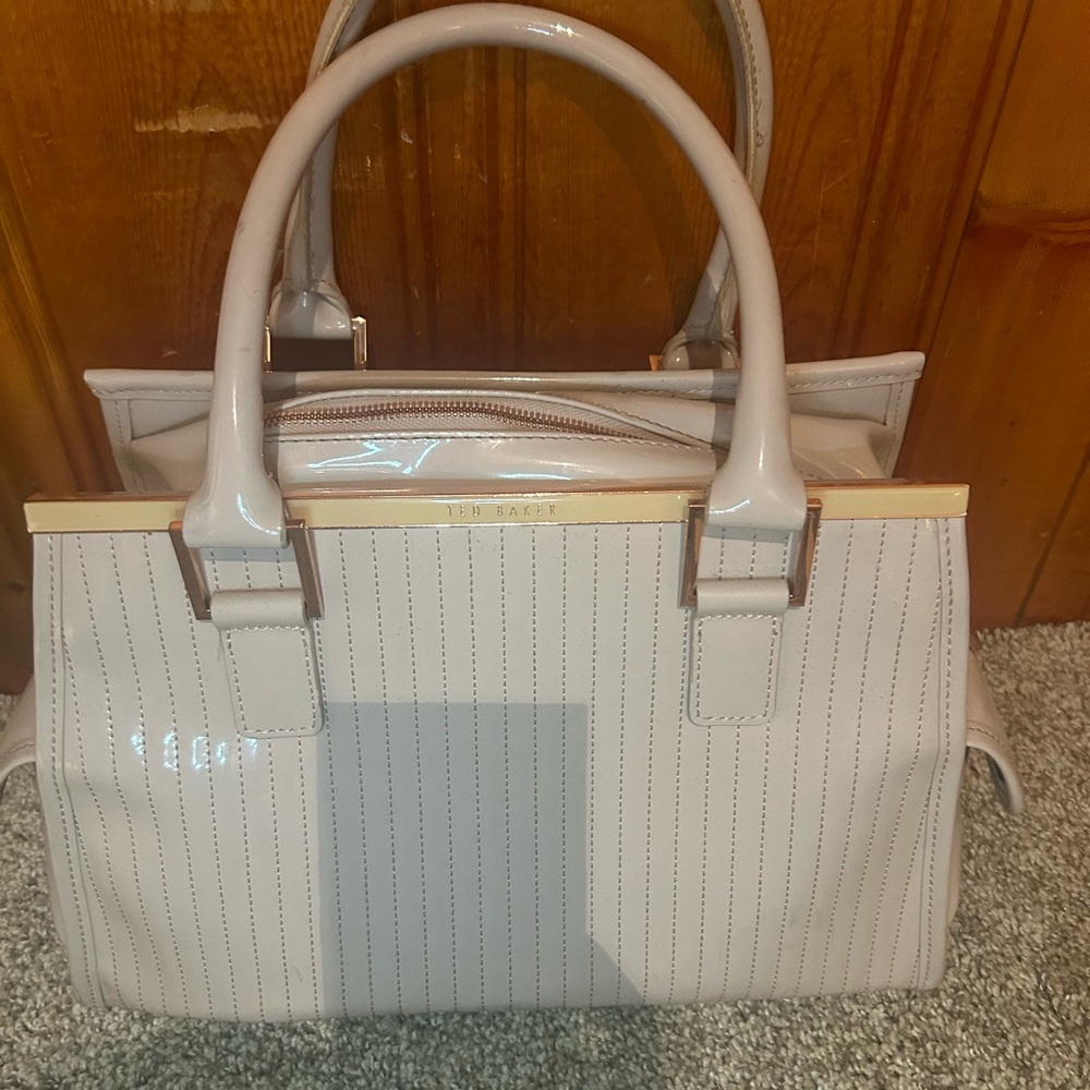 Ted Baker tote, blush color, medium sized bag, zipper top and side pockets